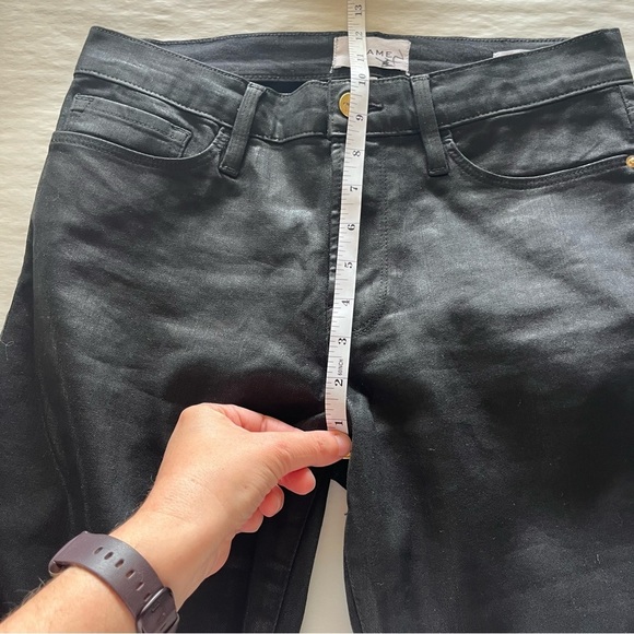 Frame Denim Sleek Shiny Le Skinny de Jeanne Black Skinny Jeans - Picture 10 of 11